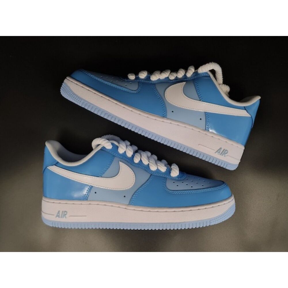 Nike Air Force 1 Low '07 LV8. Phychic Blue White Patent. SIZE 11 -  HV9405-400